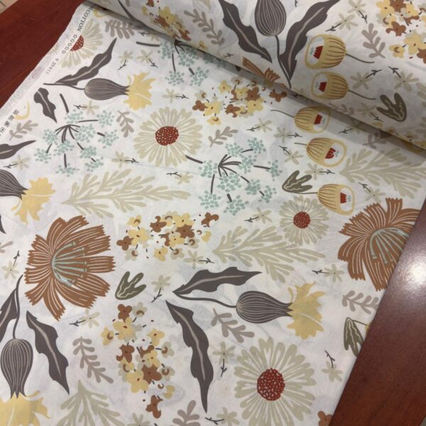 FLORAL ÇİCEKLER MOCHA POPLİN